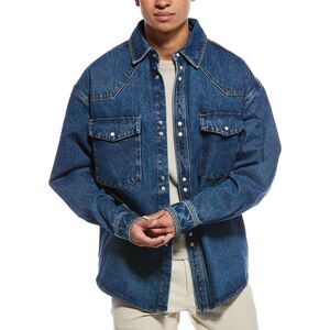 Palm Angels Mens  Lw Monogram Denim Shirt, Blue